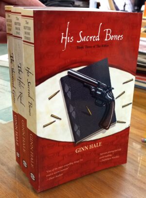 All three volumes of the The Rifter series showing spine and front cover of His Sacred Bones